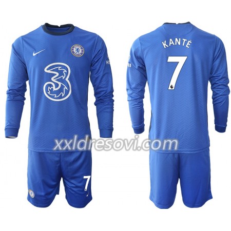 Chelsea Kante Domaći Dječji Komplet Dresovi za Nogomet 2020-2021 Dugim Rukavima (+ kratke hlače)